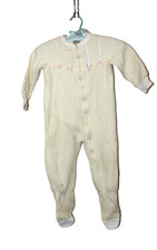 Vintage Carters Girls Yellow Fleece Toddler 4T Zip Footie Pajamas Ribbons XL HTF