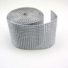 Soft And Flexible Silver Imitation Rhinestone Ribbon Trimming Mesh - 1 Yard
