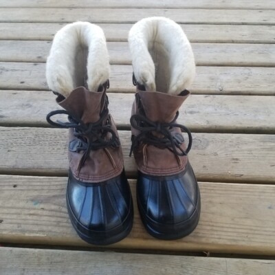 Vintage Sorel Kaufman Bighorn Leather Winter Snow Duck Boots Made In Canada Sz 8 Vintage Sorel Duck Boots Mens US Size 10 Shoes Muck Leather  main image 4