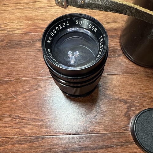 Soligor f=l 35mm, l:3.5 Telephoto Lens Vintage No. H55097 W/ Vtg Nippon Case - Picture 3 of 14