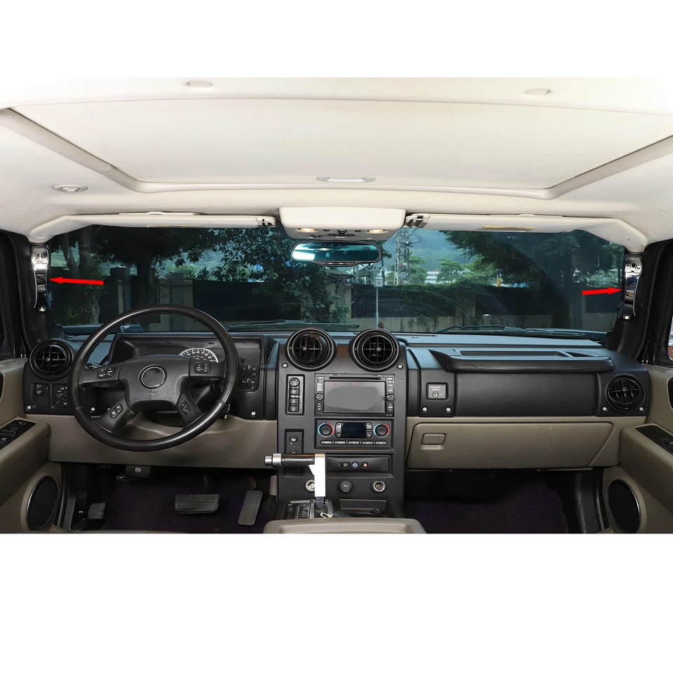 2PCS Chrome Silver Alloy A-pillar Puller Handle Trim For Hummer H2 2003-2007 US Foto 2 de 4