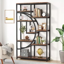 Tribesigns Rustic Wood Bookcase Bookshelf with Metal Frame, 9 Shelf Storage Rack