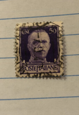 レアキングビクターエマニュエルIIIポステイタリアン50セント　パープル Rare King Victor Emmanuel III 1929 Poste Italian Stamp -50