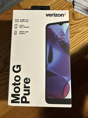New & Sealed -  Verizon Motorola Moto G Pure, 32GB, Blue - Prepaid Smartphone