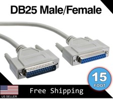 15ft Serial Parallel DB25 Male / Female Cable Straight Through RS232, Beige