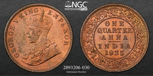 British India 1935(C) INDIA 1/4A NGC MS 65 RB