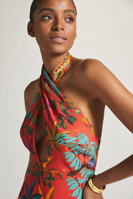 Farm Rio x Anthropologie Tropical Toucan Halter Maxi Dress Size XXS $230  NWT | eBay