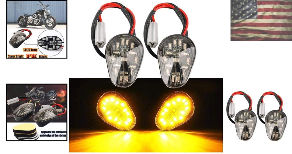 Flush Mount Amber LED Turn Signal Indicators – Fits Yamaha R1, R3, R6 Models Foto 2 de 4
