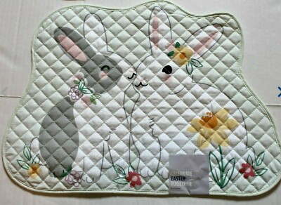 Bunnies, Quilted Placemat / Centerpiece 15  D -Set of 2 - Celebrate - New