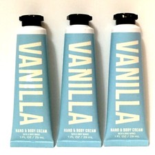 3 BATH BODY WORKS VANILLA HAND BODY CREAM TRAVEL 1 OZ SHEA BUTTER VITAMIN E
