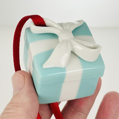 Tiffany Blue Gift Box Trinket Christmas Holiday Ornament