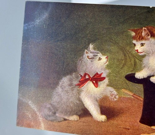 Cute Vintage Postcard Cats Top Hat Gloves United States and Canada One Cent - Picture 5 of 5
