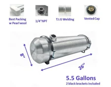 Gas Tank 5 1/2 Gallon Fuel Tank 8x26'' 1/4 NPT End Fill  Round Fuel Cell Go Kart
