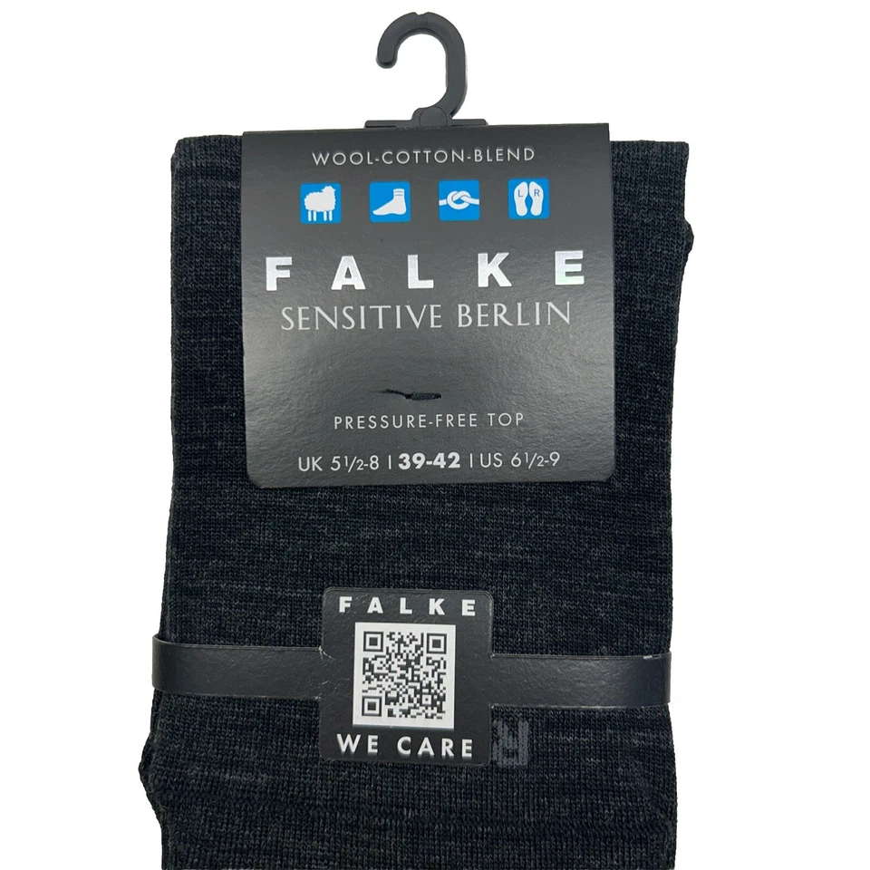 Calcetines FALKE Para Hombres Sensitive Berlin Mezcla de Lana Virgen y Algodón Gris EE. UU. Talla 6.5-9 Foto 4 de 4