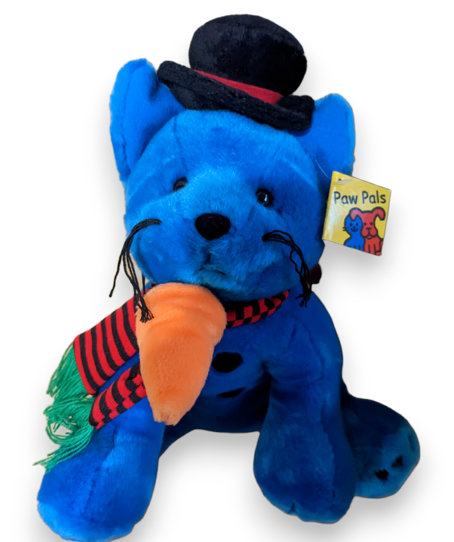 Vintage 2000 Petco Paw Pals Blue Mews Holiday Snowman Cat Beanbag