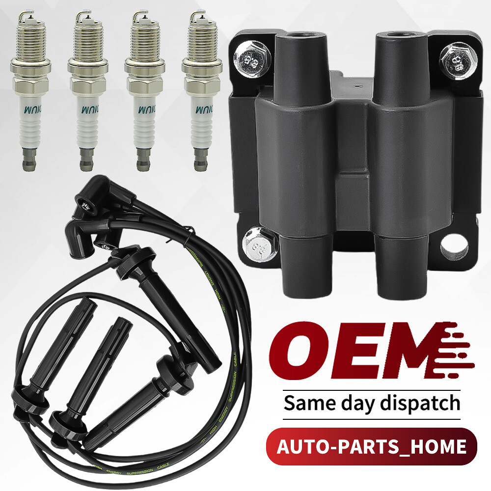 OEM Ignition Coil & 4X Iridium Spark Plugs & Wires for Subaru Impreza 2.5L UF538