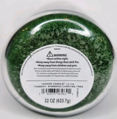 YANKEE CANDLE SHIMMERING CHRISTMAS TREE 22 OZ 1 WICK CANDLE - Picture 4 of 4