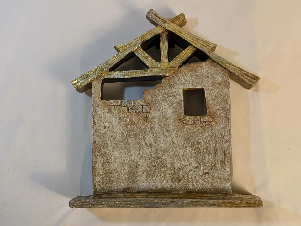 Belén grande vintage artesanal de 10 piezas madera dorado reliquia de Navidad ÚNICO EN SU CLASE Foto 3 de 4