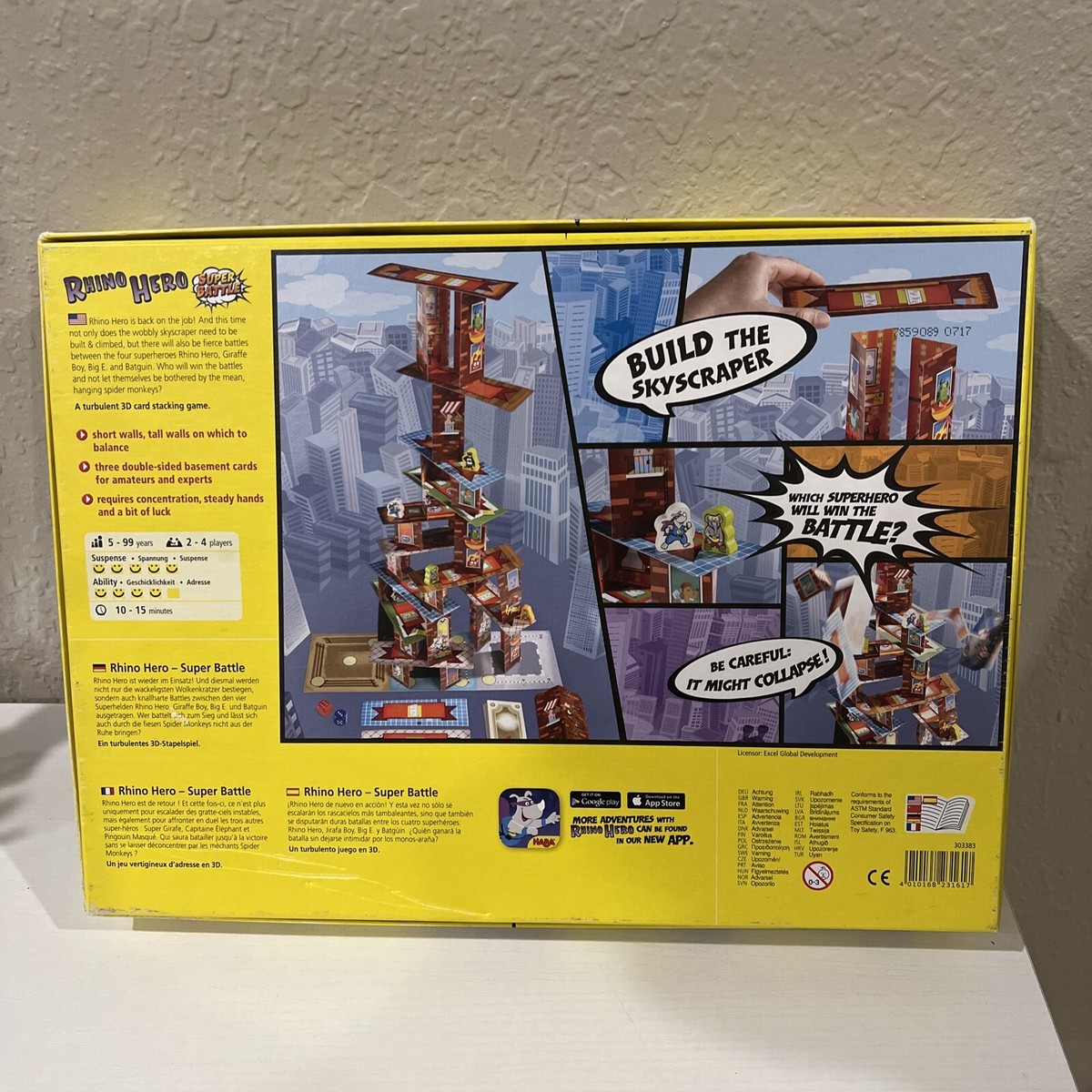 HABA Rhino Hero Junior – Juego Cooperativo De Apilamiento Y Memoria Para Niños De +2 Años, Hecho En Alemania