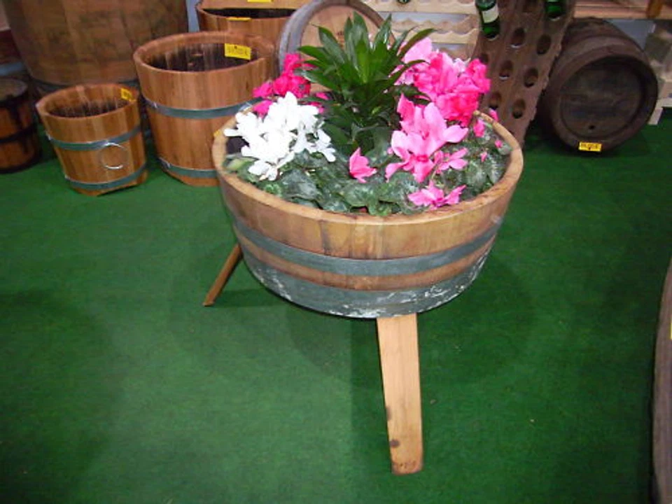 TOP HOCHBEET WEINFASS BLUMENKÜBEL PFLANZKÜBEL REGENTONNE, HOLZFASS,  EICHENFASS!