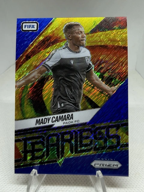 2025-26 Panini Prizm FIFA PAOK FC Mady Camara Fearless Blue Shimmer /5. No. 4