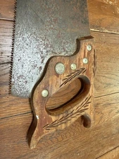 Warranted Superior  Vintage Older Hand Saw Wheat Handle 26” Blade