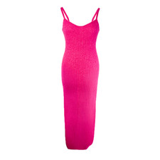 Zara Hot Pink Knitted Wool Blend Maxi Dress Size Small Cami Festival Stretchy