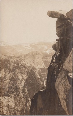Vintage RPPC Yosemite Glacier Point Cliff View Real Photo AZO Postcard Unused