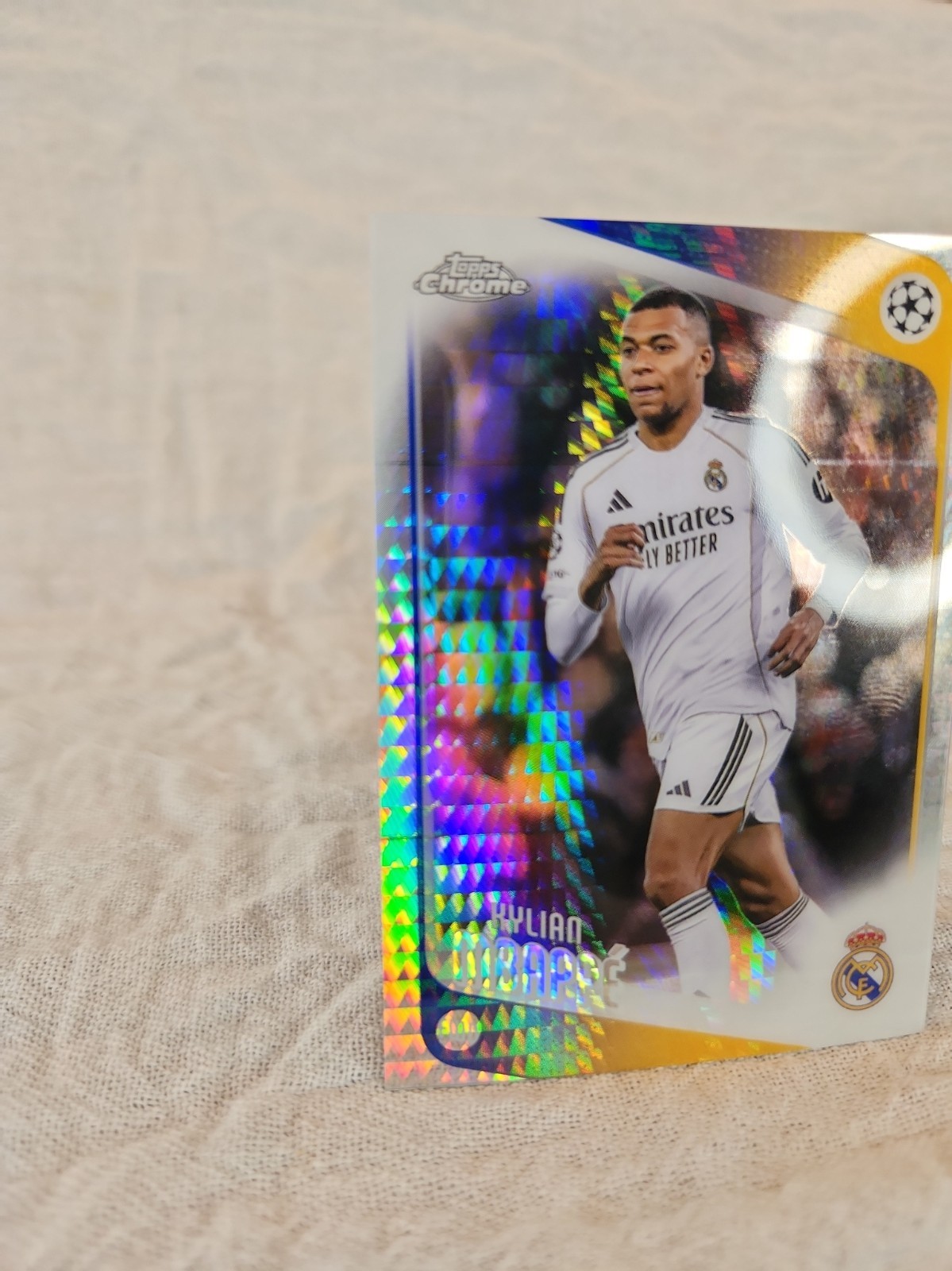 2025-2026 topps chrome UCC Kylian Mbappe Prism Refractor Real Madrid #112 view 2