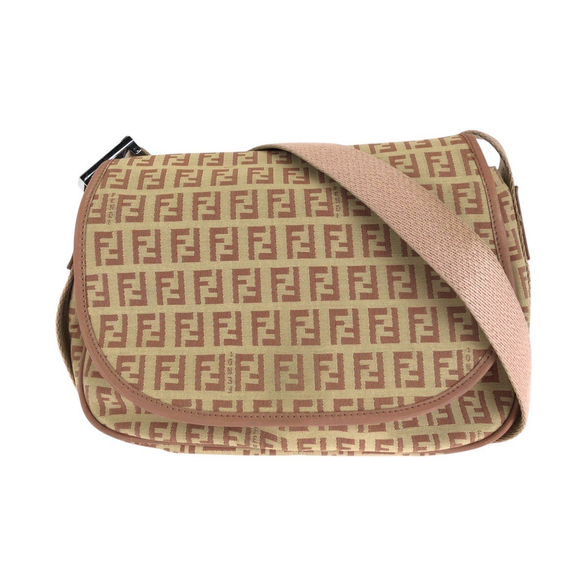 FENDI Zucchino Shoulder Bag Pochette beige pink