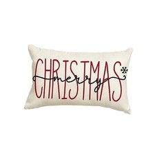 Merry Christmas Throw Pillow Cover, 12 x 20 Inch 20" x 12" Pack of 1 White