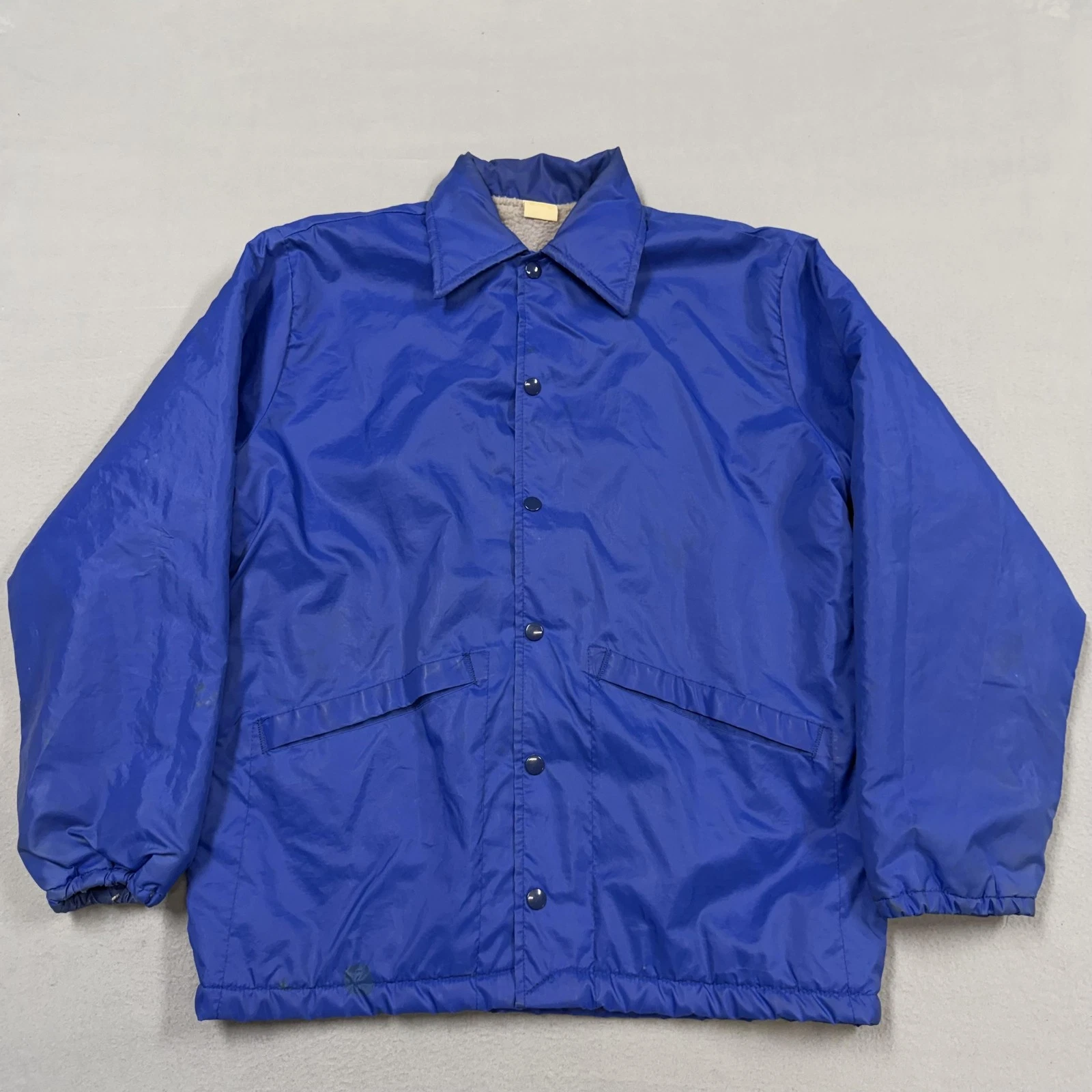 Vintage BMC Jacket Mens Medium Blue Nylon Snap Fleece Lined Windbreaker USA