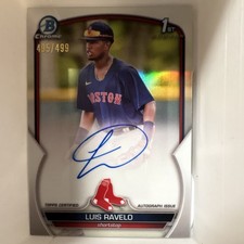 Topps 2023 Bowman Chrome Luis Ravelo Red Sox Refractor Auto Rookie /499