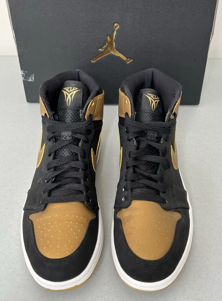 Nike Air Jordan 1 Retro High Melo 2014 para hombre 11,5 negro metálico dorado 332550 026 Foto 4 de 4