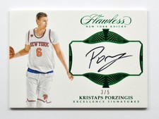 2016-17 Panini Flawless Excellence Signatures Emerald #27 Kristaps Porzingis 3/5