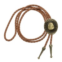 Bolo-Krawatte Reisrispen-Leder Gold/Hellbraun