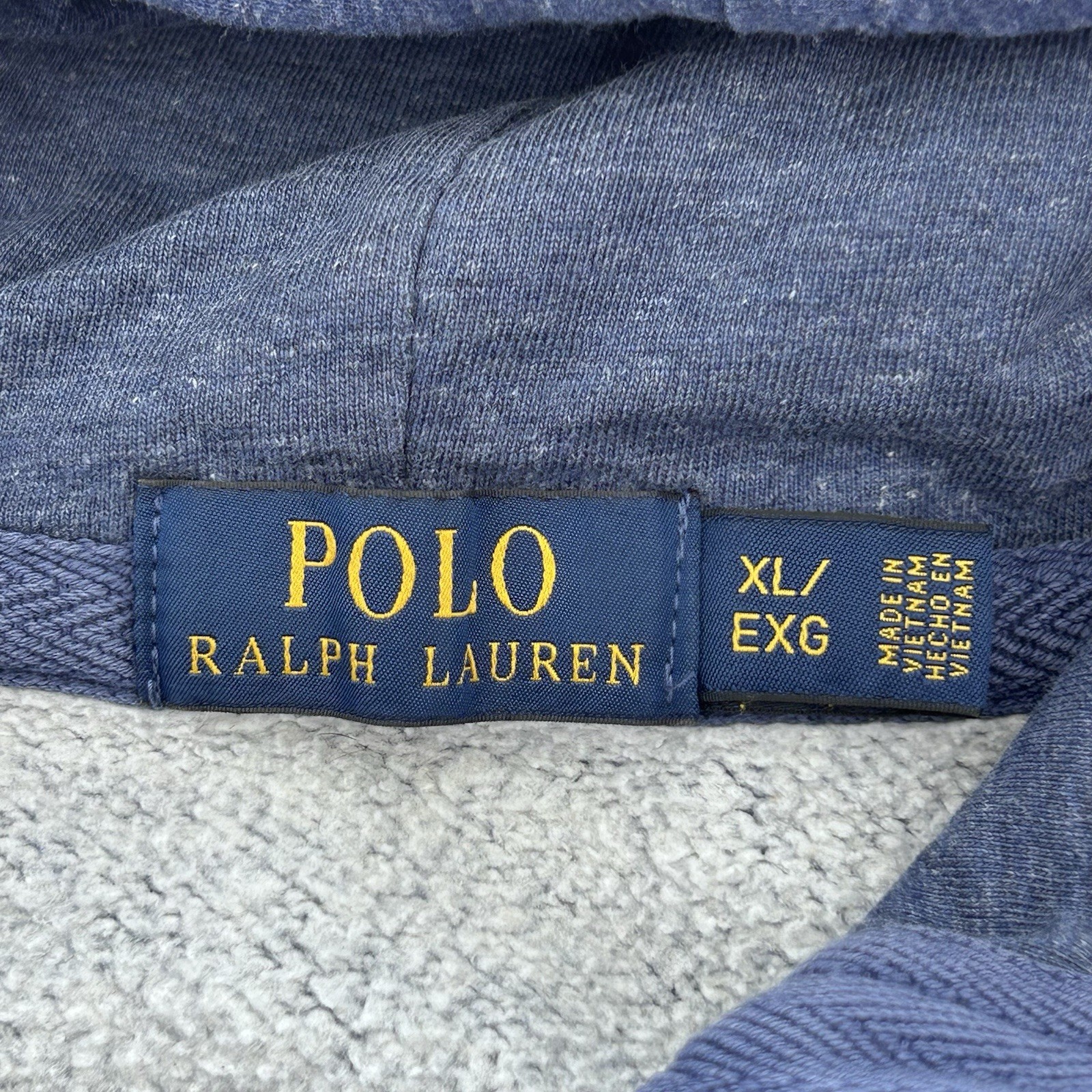 Polo Ralph Lauren blu navy full zip rossa mini pony giacca cappuccio taglia uomo XL