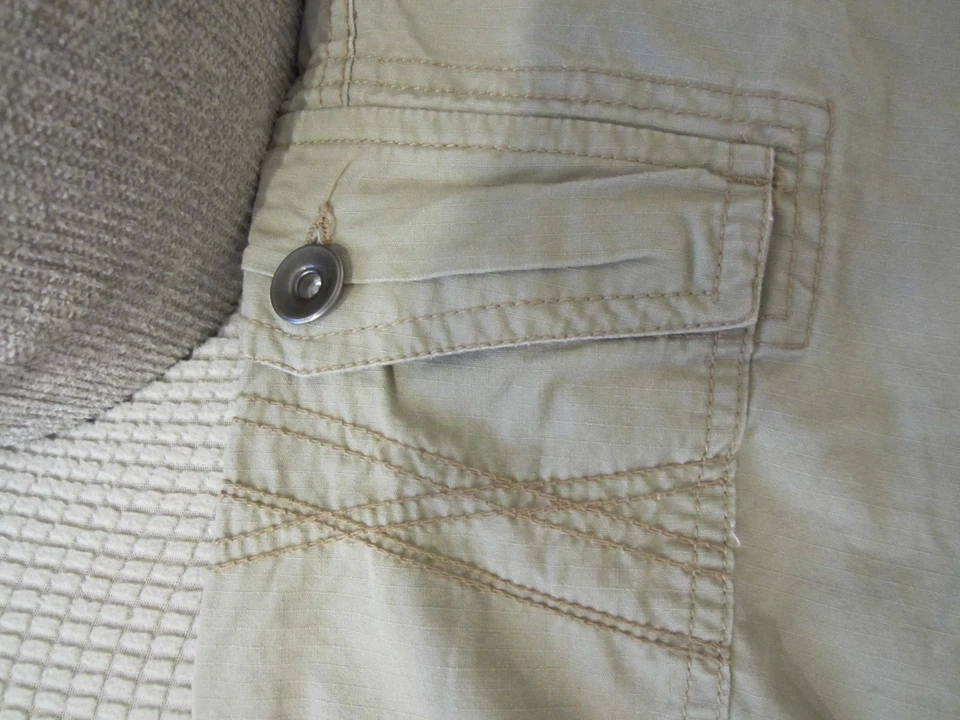 PANTALONES CORTOS CARGO ORIGINALES ROUTE 66 TALLA 34" ALGODÓN PREMIUM VINTAGE BEIGE 8 BOLSILLOS Foto 3 de 4