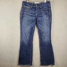 Ariat REAL Women  s Dark Wash Boot Cut Mid Rise Blue Jeans Size 30R 32x32 