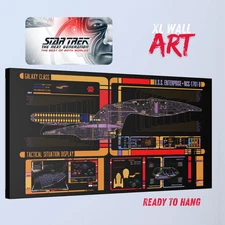 LCARS USS Enterprise D Canvas Wall Art I Star Trek TNG Best of Both Worlds Print