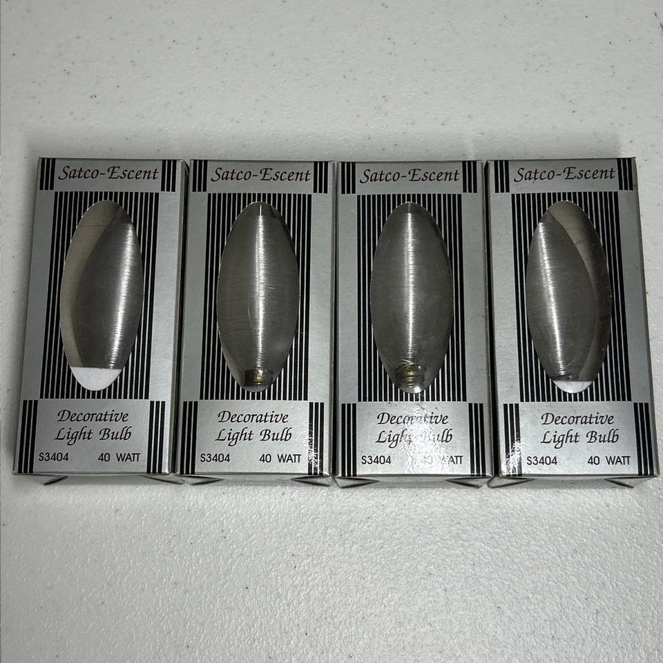 (4 PACK) Spun Satin Decorative Bulb Satco S3404 40W 120v Candelabra Base 40C11 - Image 2 of 4