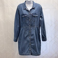 Levi's Ellie Denim Mini Dress Iconic Americana Snap Front 100 Cotton Size L