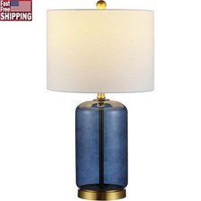 Sculptural Glass Table Lamp W/ Energy Efficient LED Bulb Home Office Bedroom New