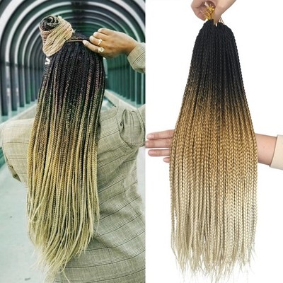 Ombre Blonde Box Braid Crochet Hair 1B/27/613 20'' Pre-Looped EZ Braids