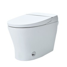 Smart Toilet with Heated Seat, Dual Flush, Foot Sensor, White