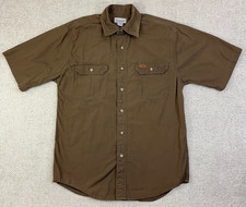 Carhartt Shirt Button Up Men's Medium Brown Workwear Outdoor Casual Work S110