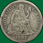 1884 Seated Liberty Dime Choice Very Good VG+/F Coin #37242