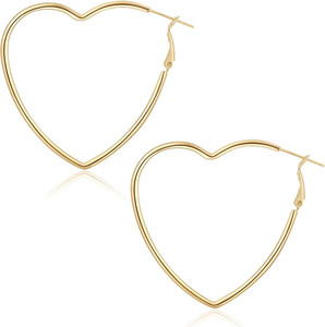 Authentic Silver Gold Gold Plated Hoop Earrings Heart Hoop Earrings for Womens Sweet Love