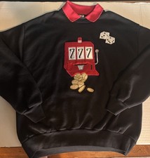 Vintage 90s Las Vegas Black Gambling Sweatshirt Size Large Jerzees Slot Machine