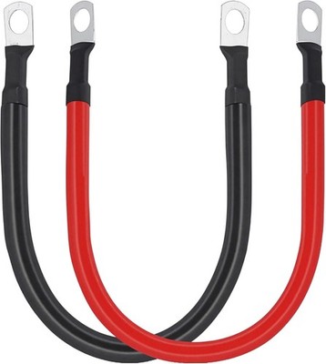 Cables Batería 2AWG Cobre Puro 1FT Rojo Negro Terminal 3/8 para RV Solar